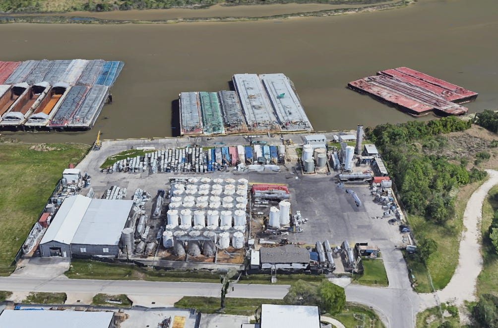 A Google Earth image of K-Solv's chemical distribution facility in Channelview's Jacintoport neighborhood.