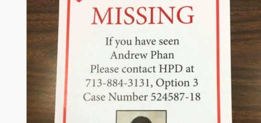 休斯敦警察局发布的失踪人口信息，Andrew的同学发布到网上，请大家帮助寻人 （网络截图）