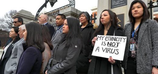Members of the Asian American Commission condemning racism toward the Asian American community because of coronavirus, outside the Massachusetts State House in Boston in March.